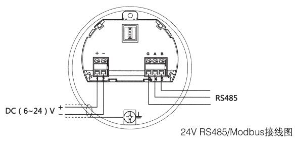 雙纜導波雷達物位計24VRS485/Modbus接線圖