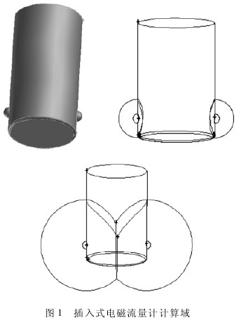 插入式電磁流量計(jì)計(jì)算域示意圖